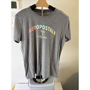 Aeropostale Women's Classic Crew T-Shirt Graphic Round Neck Gray Size XL